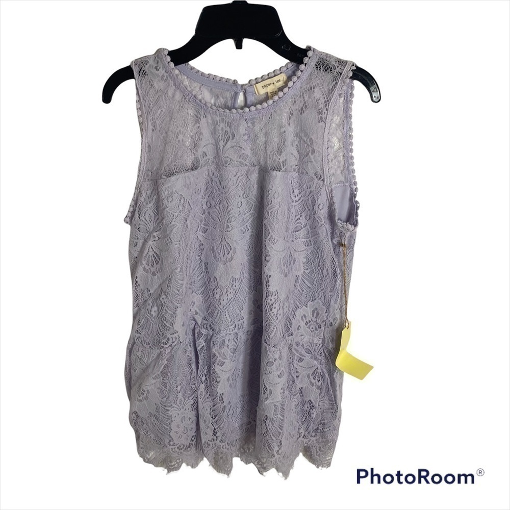 Paper + Tee Lavender Lace Tank Top Blouse NWT Medium